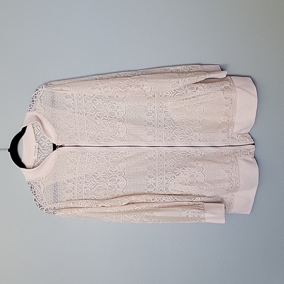 Living Doll Twee Soft Girl Romantic cream lace zip up jacket 2X - Picture 1 of 6